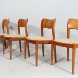 Niels Koefoed for Hornslet, 4 chairs / dining chairs, model '177', teak, 1960s, Denmark.