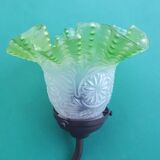 Antique brass wall light with art deco molded glass