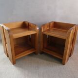 Pair of solid pine bedside tables