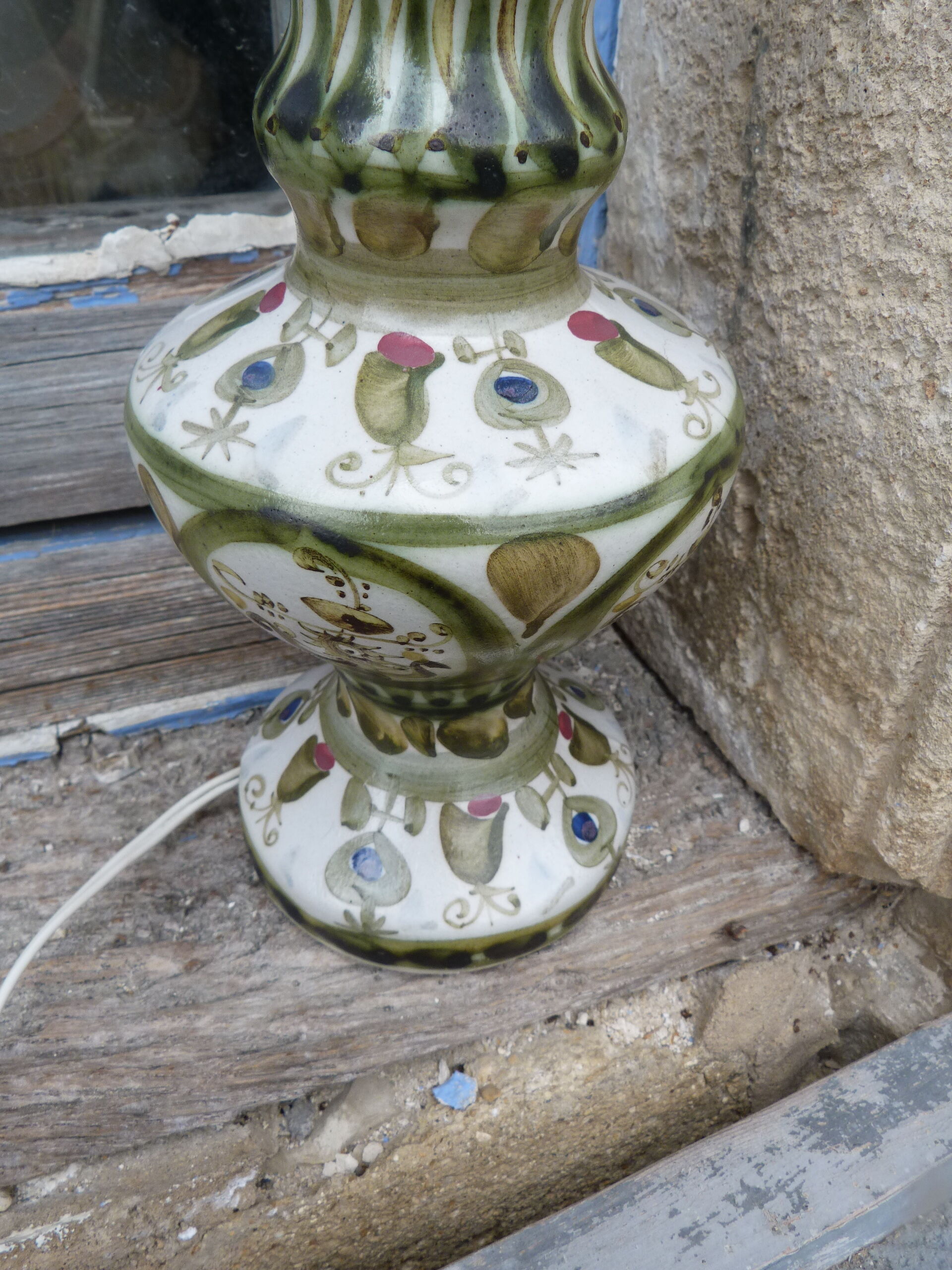 Ceramic lamp Quimper L'Helguen André manufacture Kéraluc