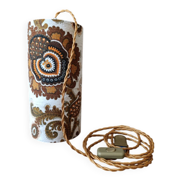 Lampe baladeuse nomade vintage tissu lin floral authentique seventies