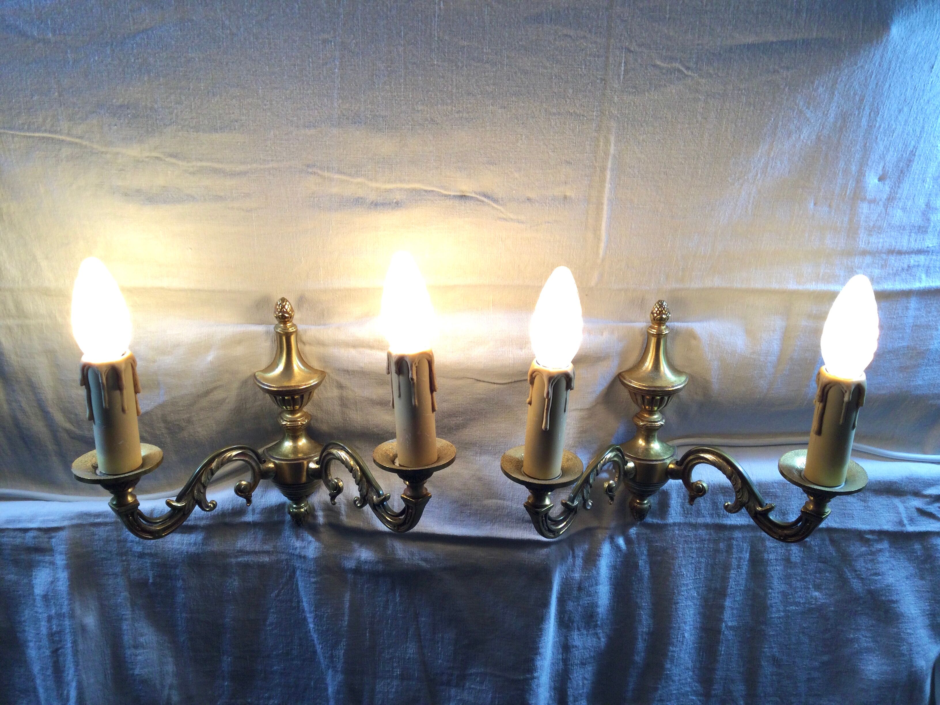 Pair of sconces 2 lights louis XVI style