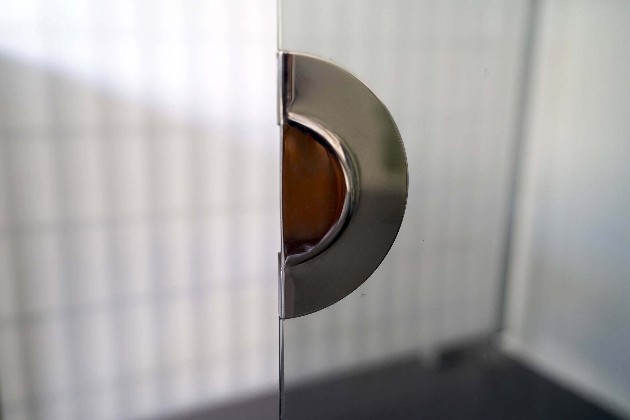 Vintage glass and chrome cabinet by Willy Rizzo for Mario Sabot. Italy 1970