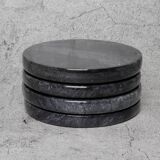Gabriella – Black Round Natural Marble Coasters - set of 4