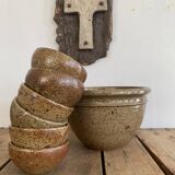 Salad bowl, 6 ramekins signed F. Baudat