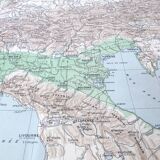 Vintage Europe Alps mountains map from 1950