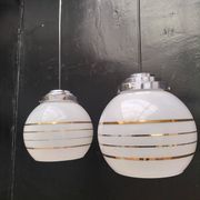 Pair of opaline pendant lights