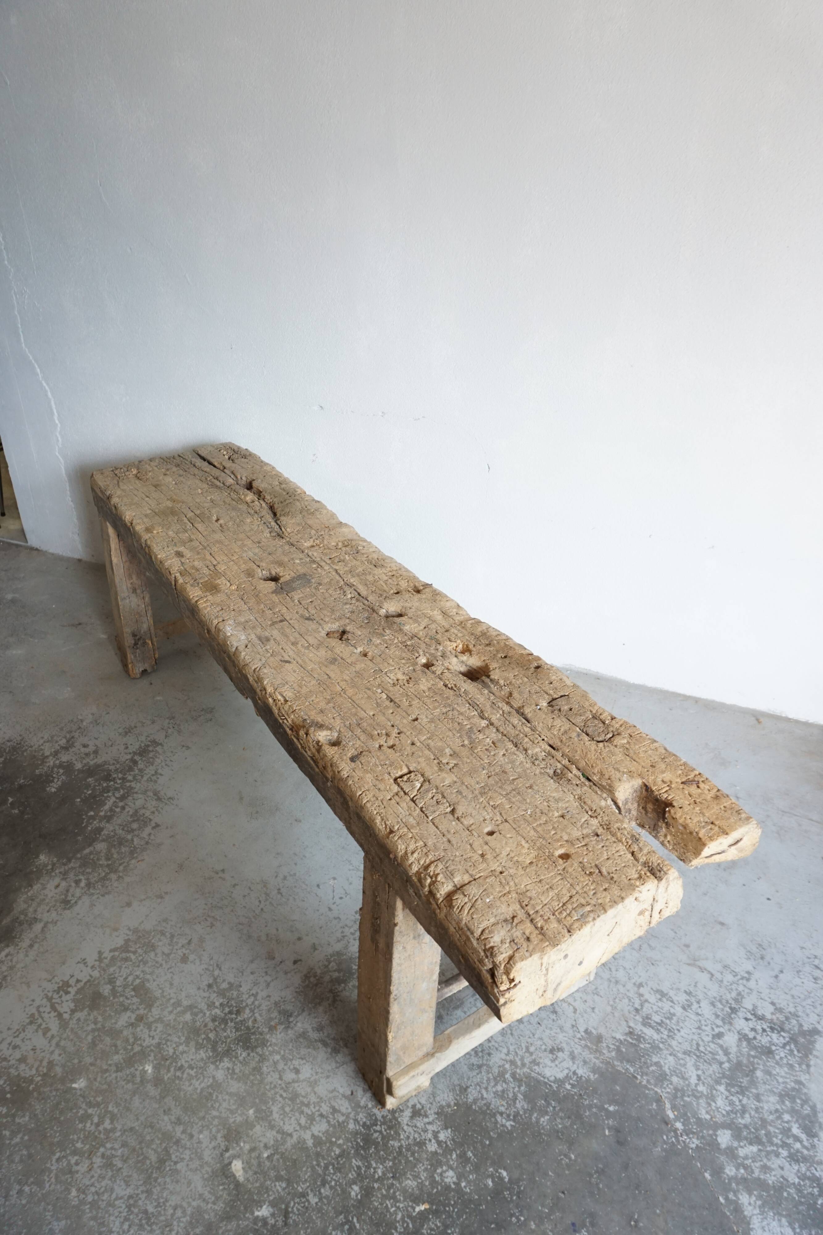 Brutalist wood console