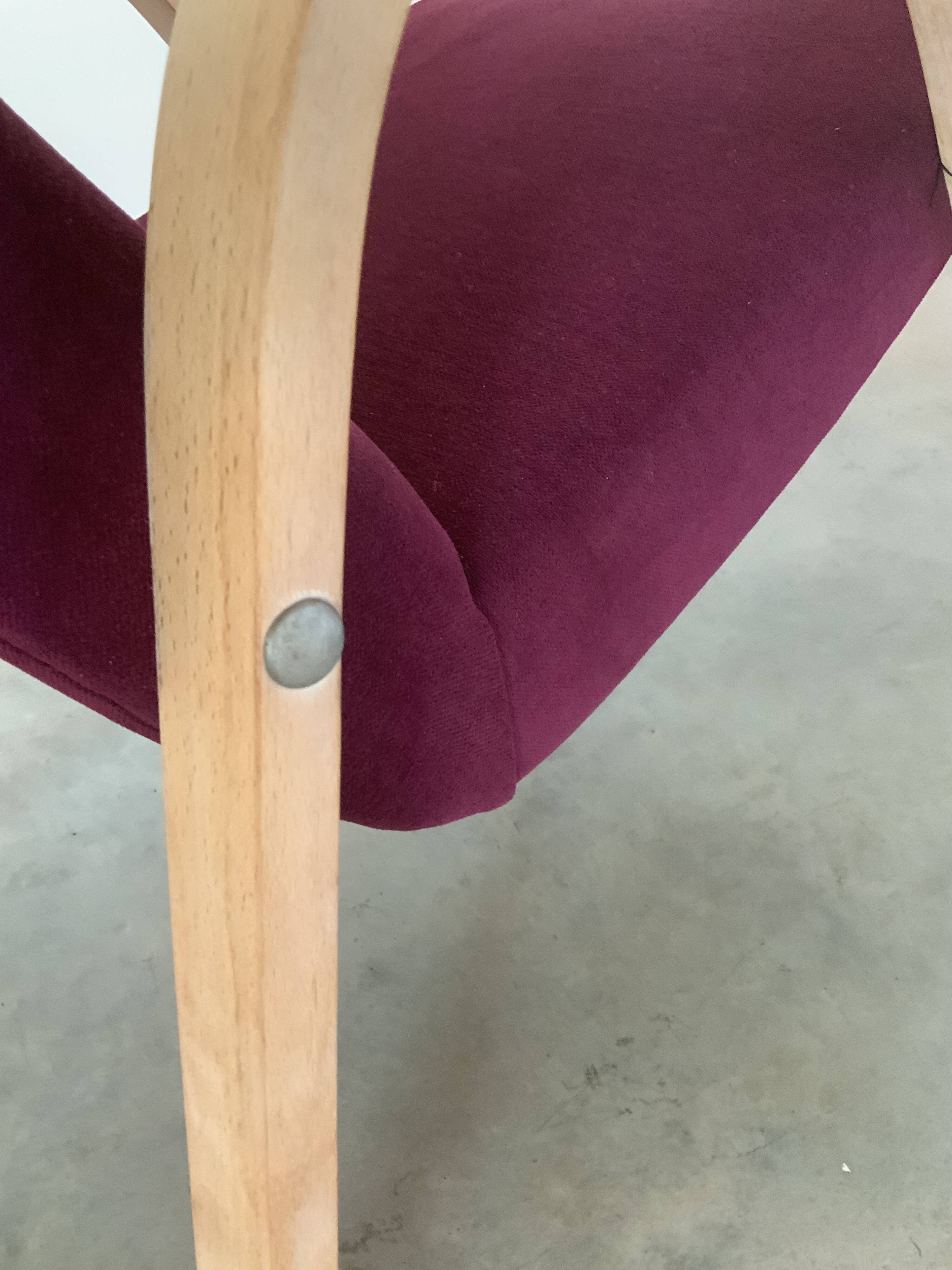 Vintage armchair from 1959 Baumann 280 Restored Amara Aubergine color