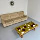 Old 3-seater beige leather sofa designed by Carl Larsson De Sede, vintage 80s