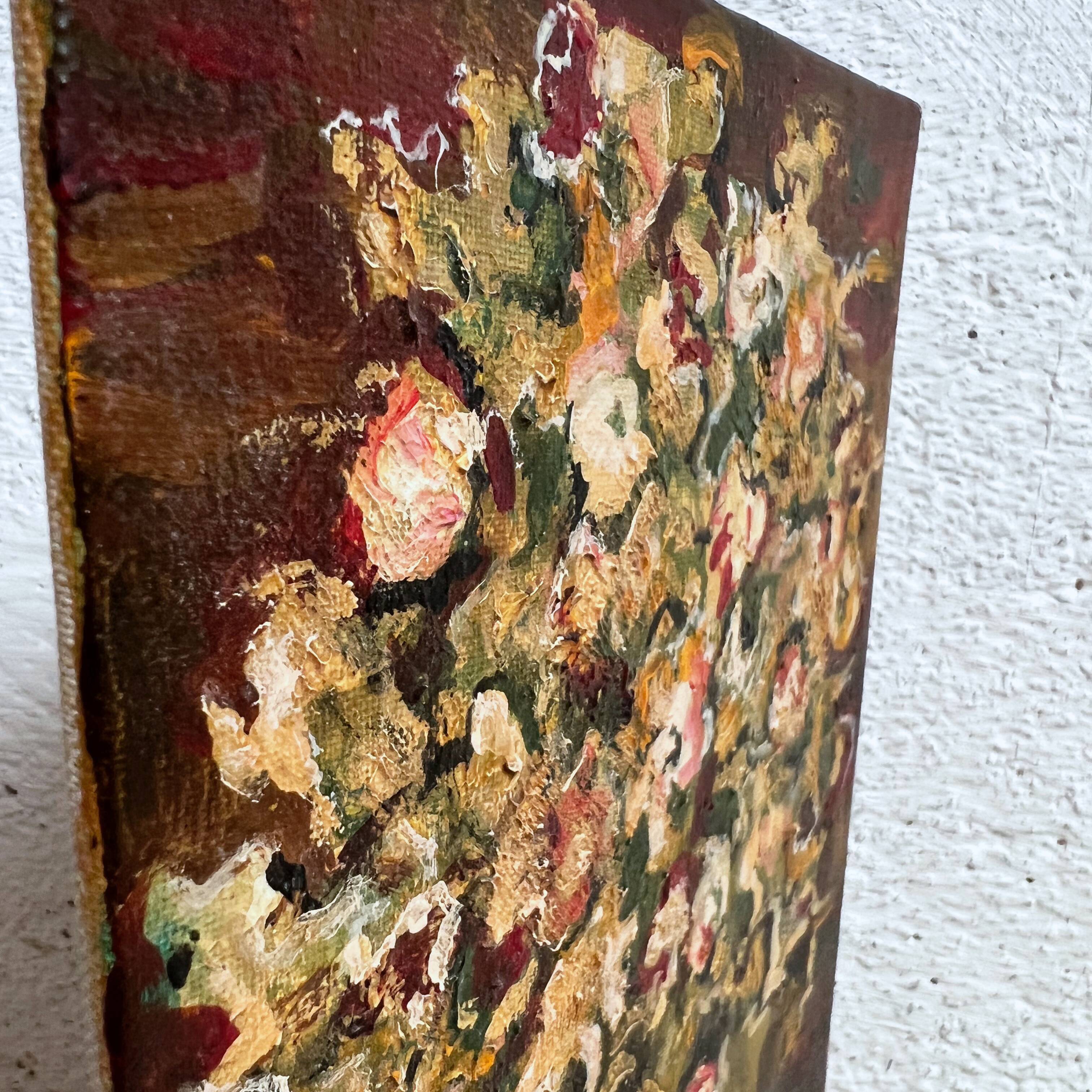 Painting vase with bouquet of flowers