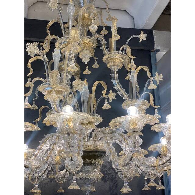 Contemporary Floral Venetian "Ca Rezzonico" Gold Murano Glass Chandelier