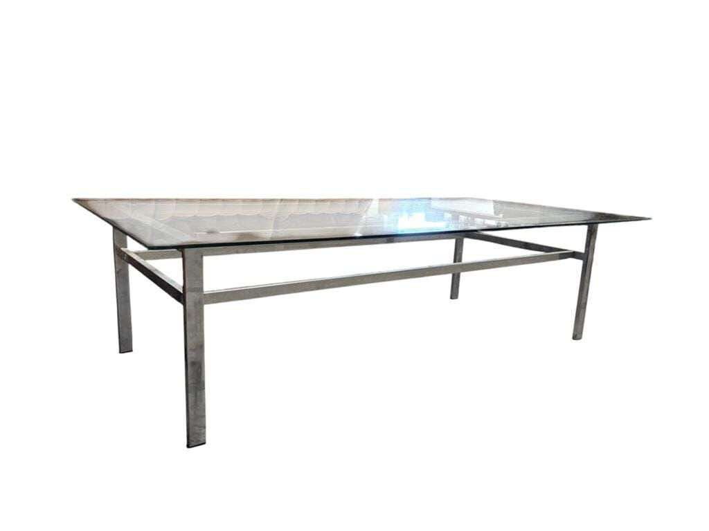 XL vintage coffee table in glass and chrome