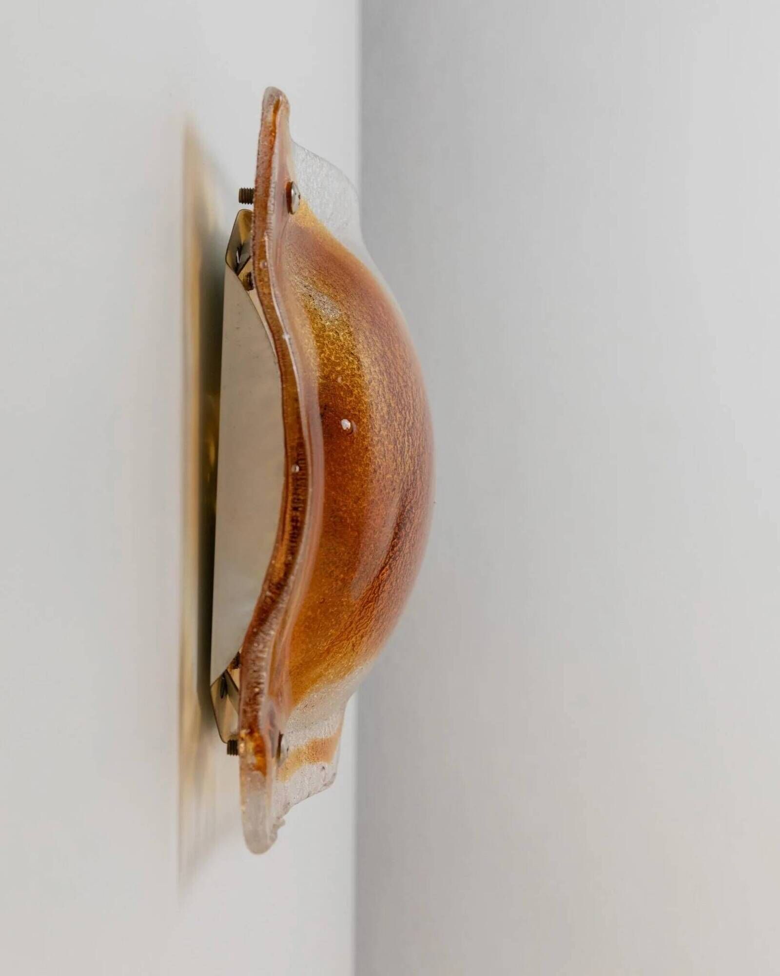 Vintage Murano Glass Wall Lamp - Clear Glass with Orange Striations, Italian Design, 1970s Wall Sconce