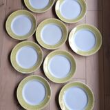 Lot de 9 assiettes plates jaune et doré