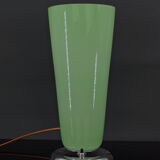 Art Deco lamp in chrome and celadon glass, France, circa 1930