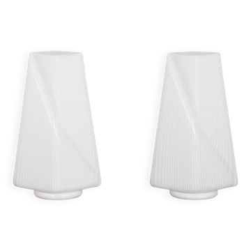 Pair of Italian striped Murano glass table lamps in style of Lino Tagliapie