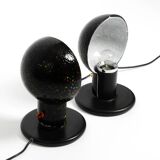 Pair of large 1980s Italian table lamps made of colorful multi-layer Murano