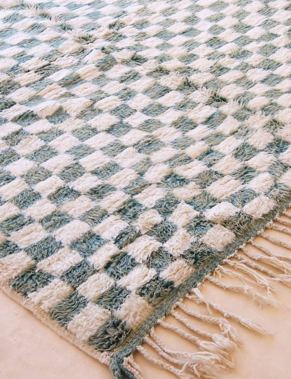 Green Checkered Carpet - 212 x 193 cm