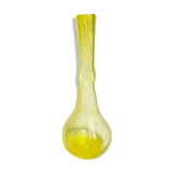 Vase soliflore blown glass bubbled yellow