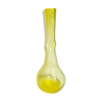Vase soliflore blown glass bubbled yellow