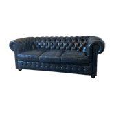 Authentic chesterfield 3-seater sofa fleming & howland - black leather