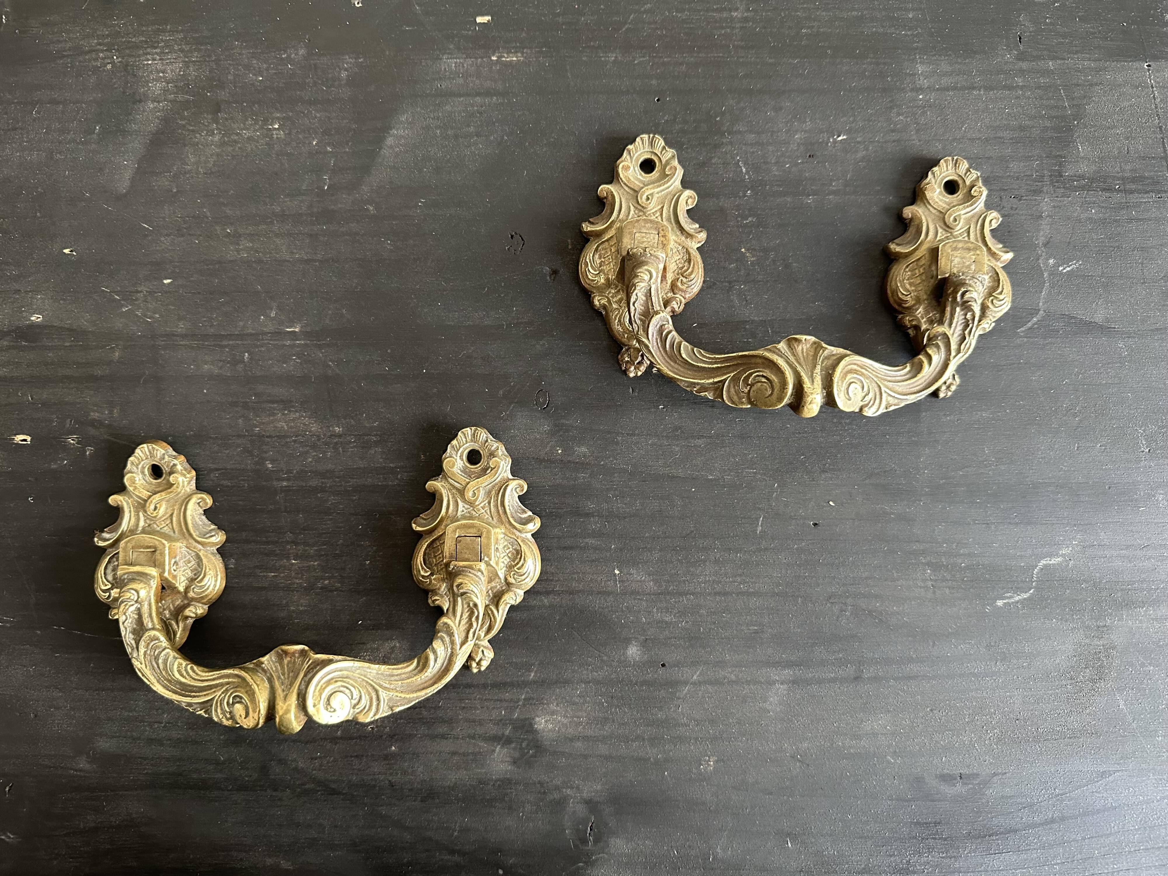Pair of large antique bronze handles, L. Pinet 19th century