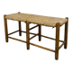 Vintage straw and wood bench, 1960s, country/mountain style