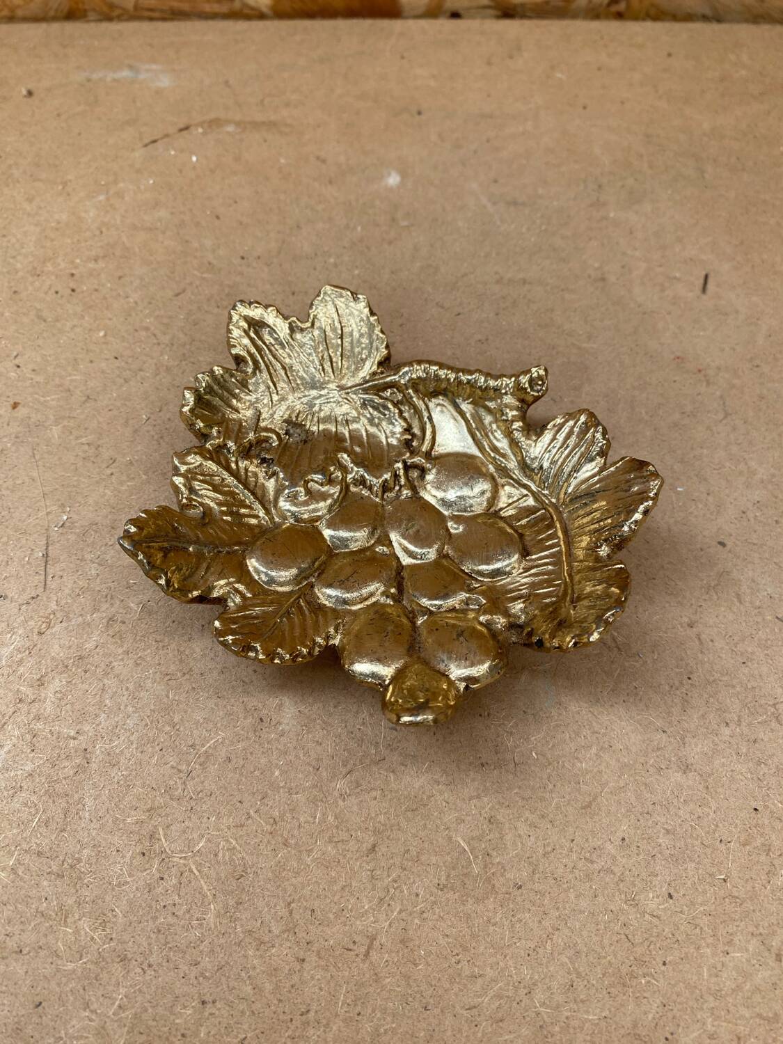 Old vintage grape cluster shaped gold metal pocket tray