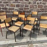 Set of 10 mismatched industrial chairs vintage mullca