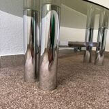 Chrome metal coffee table with smoked glass from the 70s