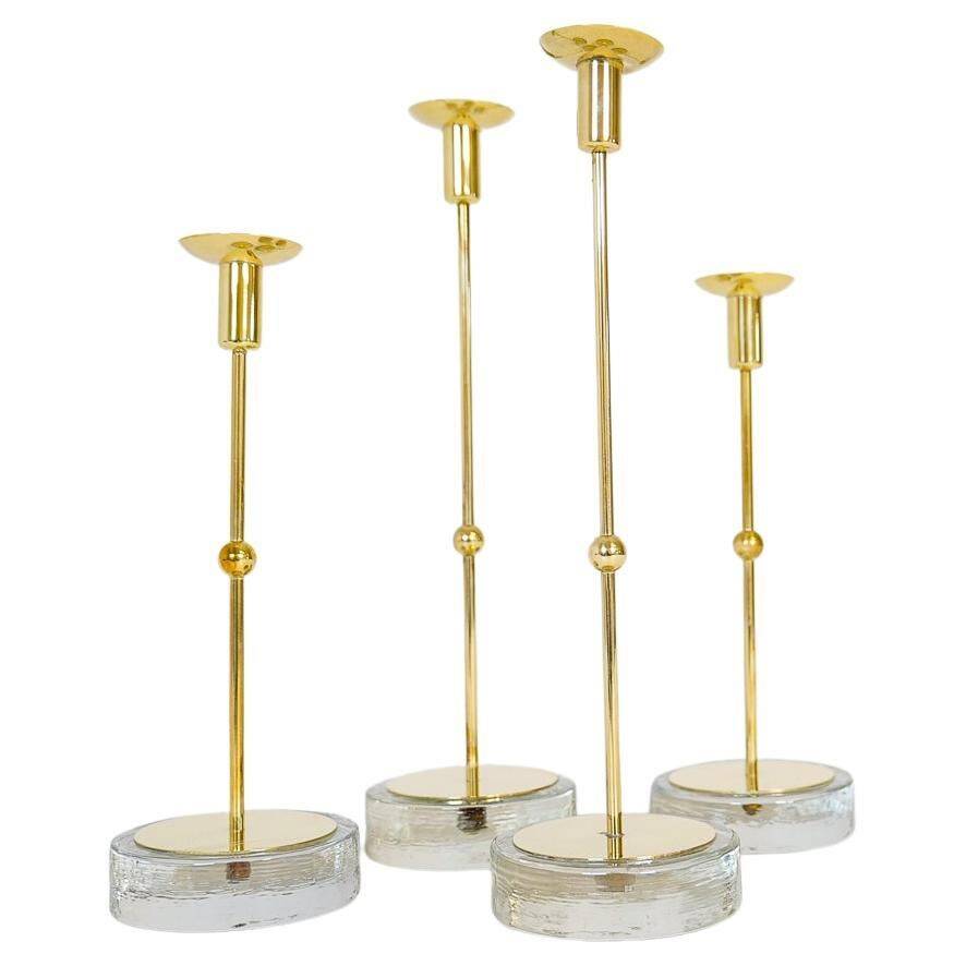 Set of 4 mid-century candle holders Ystad Metall, Sweden, 1950s
