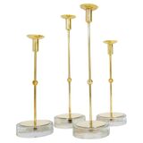 Set of 4 mid-century candle holders Ystad Metall, Sweden, 1950s
