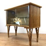 Vintage French Bamboo Display Cabinet, 1960s