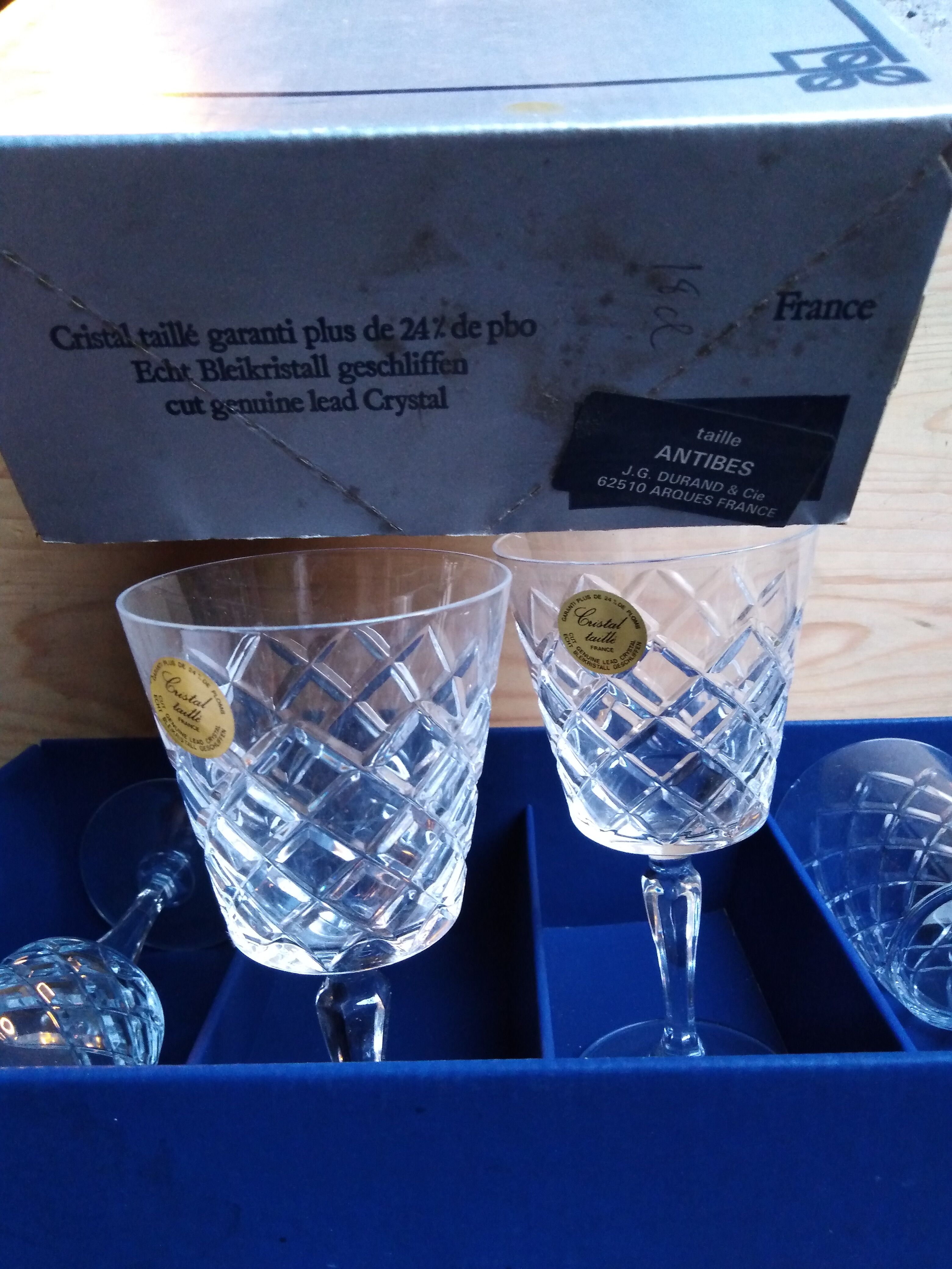 12 glasses of crystal water wine, Antibes model, hand-cut, 18 cl