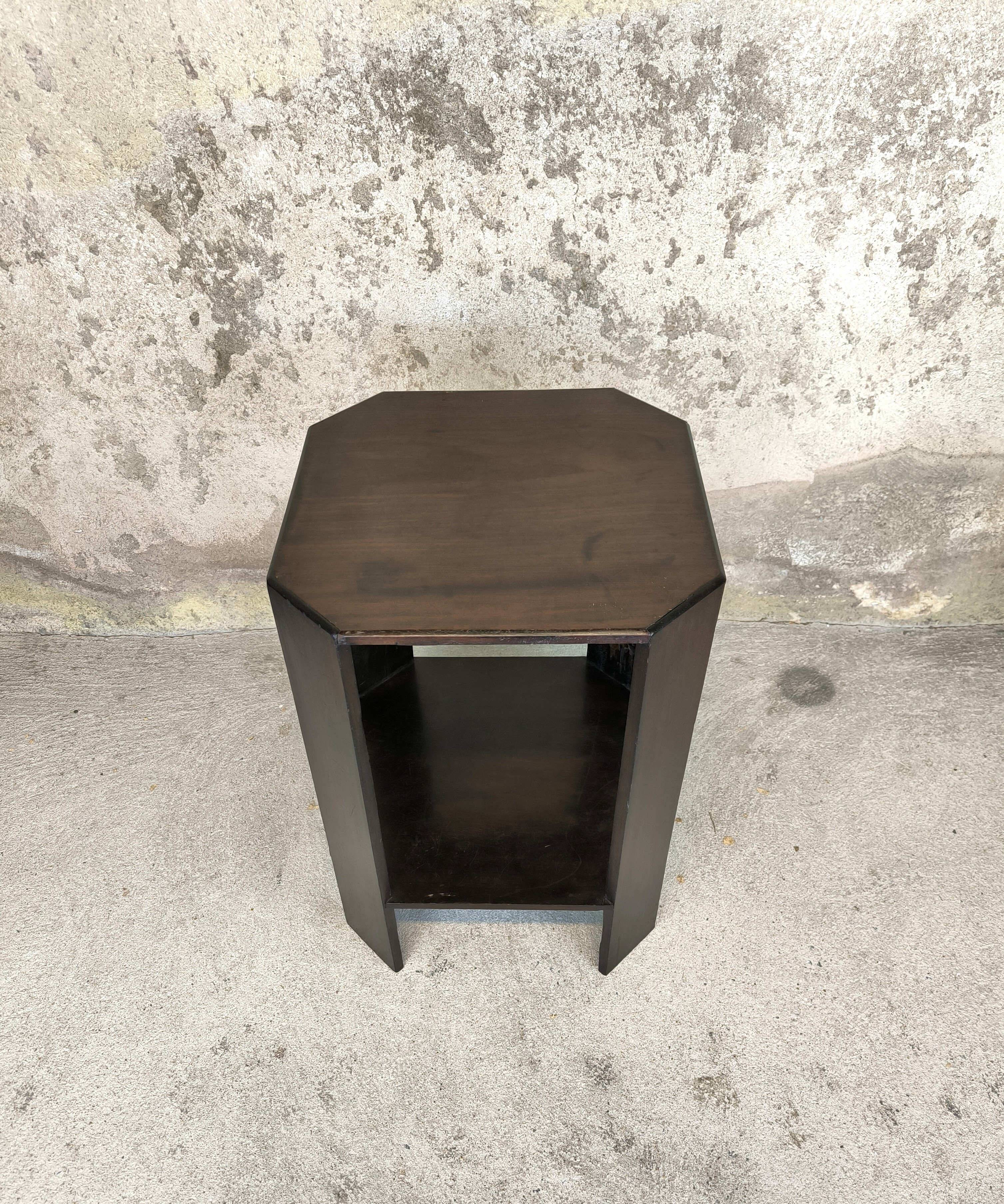 Vintage wooden pedestal table in art deco style