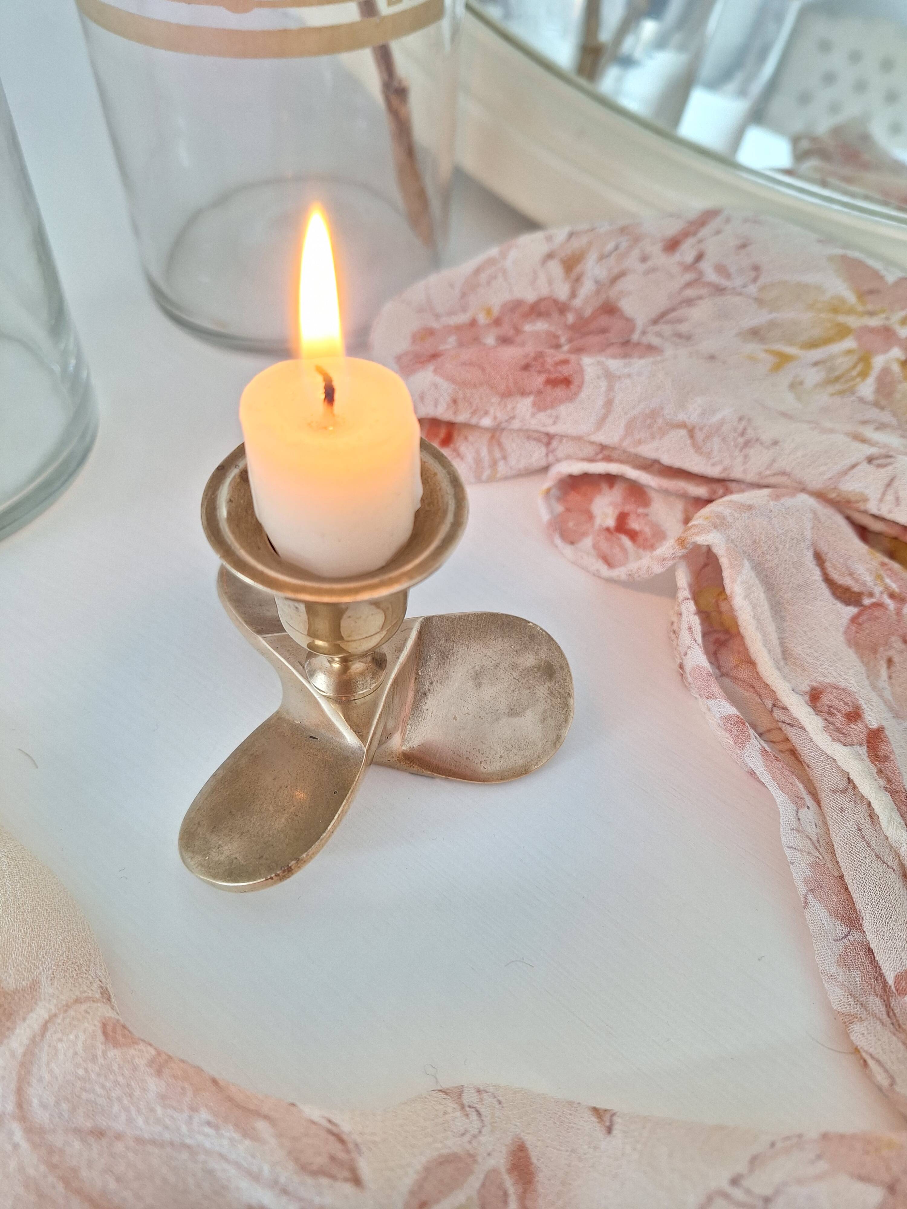Solid brass propeller candlestick
