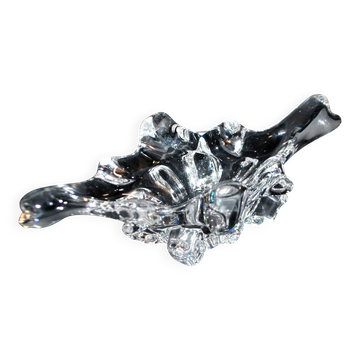 Coupe vide-poche design 1960 en cristal moulé forme libre dlg Daum