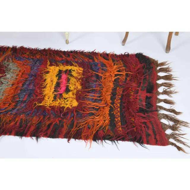 Vintage Turkish Hand-Knotted Wool Cotton Red Kilim Runner Rug 100x248