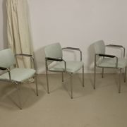 Set de 3 de chaises tubulaires en acier chromé, datant de 1970.Ref Amanda