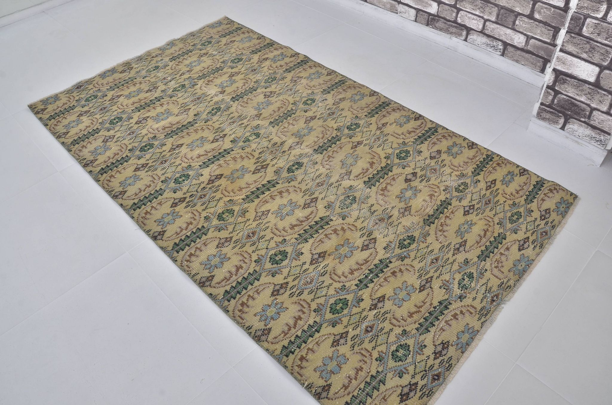 Tapis de sol vintage géométrique Oushak sku 1563