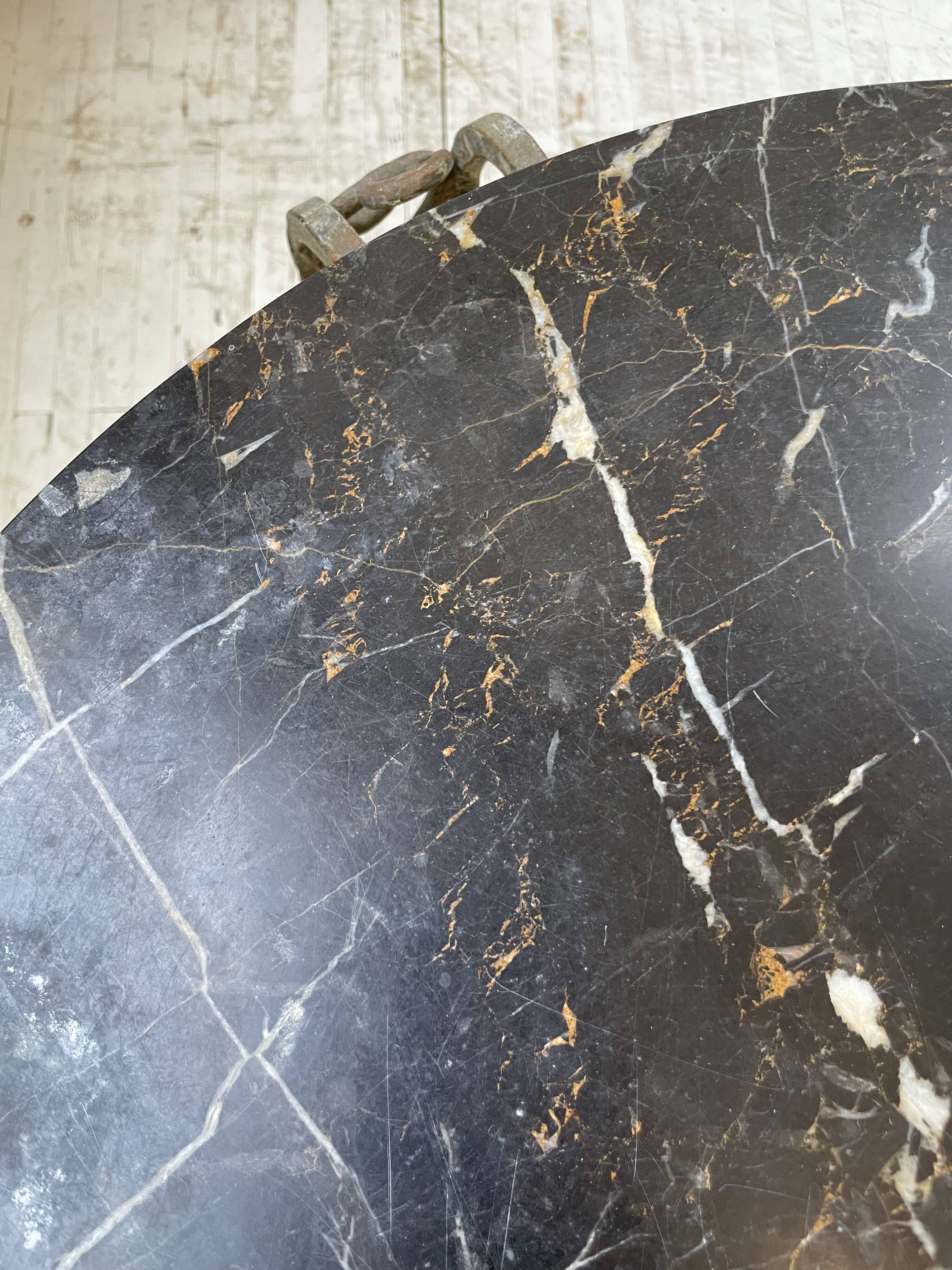 René Drouet coffee table in metal and black marble.