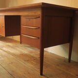 Danish spacious teak desk by Gunnar Nielsen Tibergaard 1960s