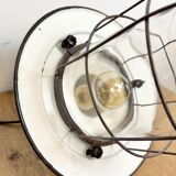 Green Enamel and Cast Iron Industrial Cage Pendant Light, 1960s