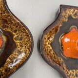 Lot de deux appliques murales en céramique Fat Lava multicolores, Hustadt Lights Allemagne 1970