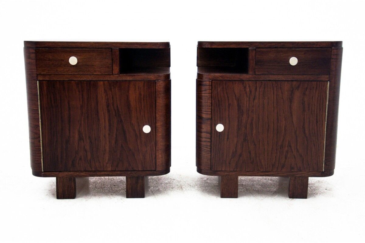Pair of art deco bedside tables, Poland, 1950s, renovated