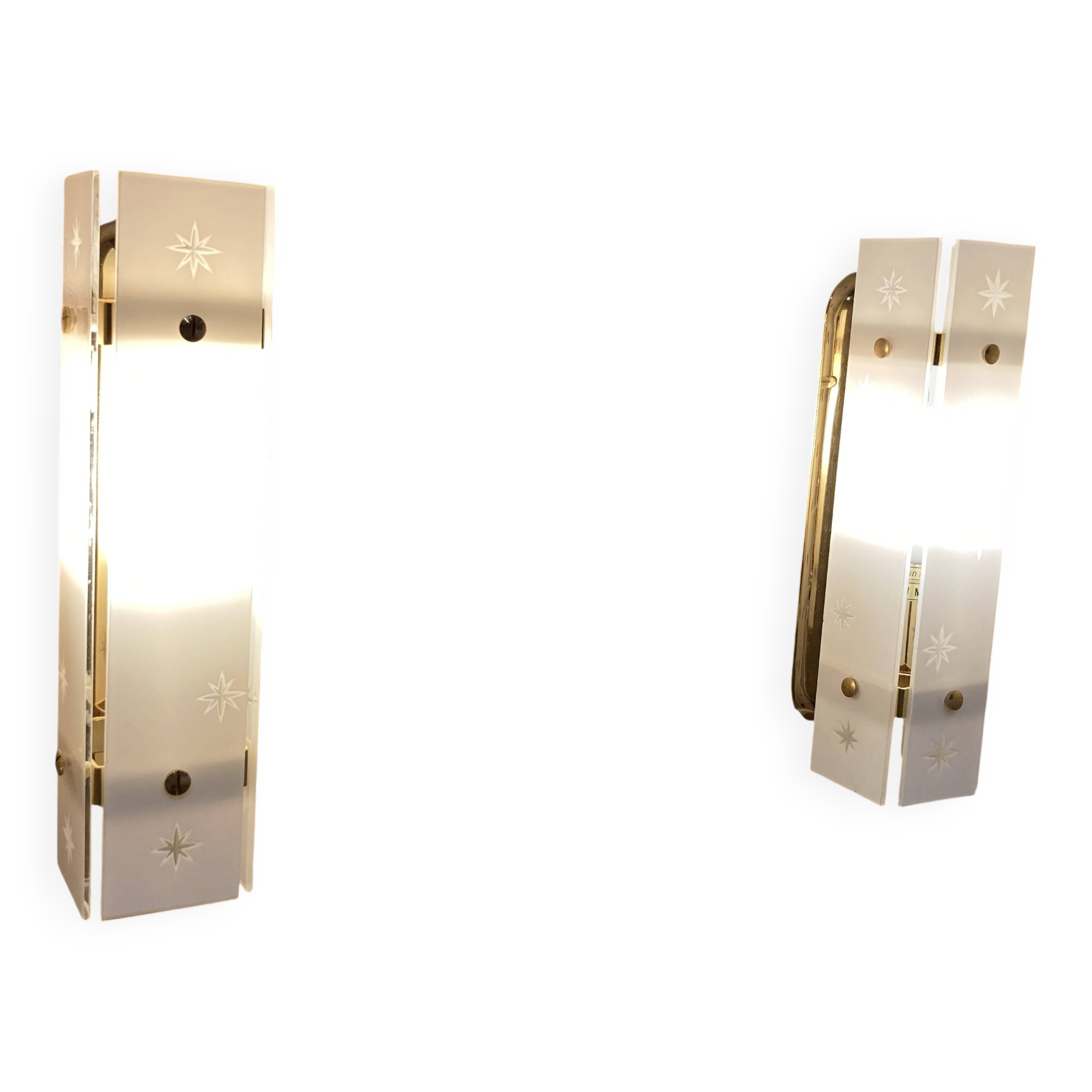 Pair of glass wall lights scandinavian design 1960.