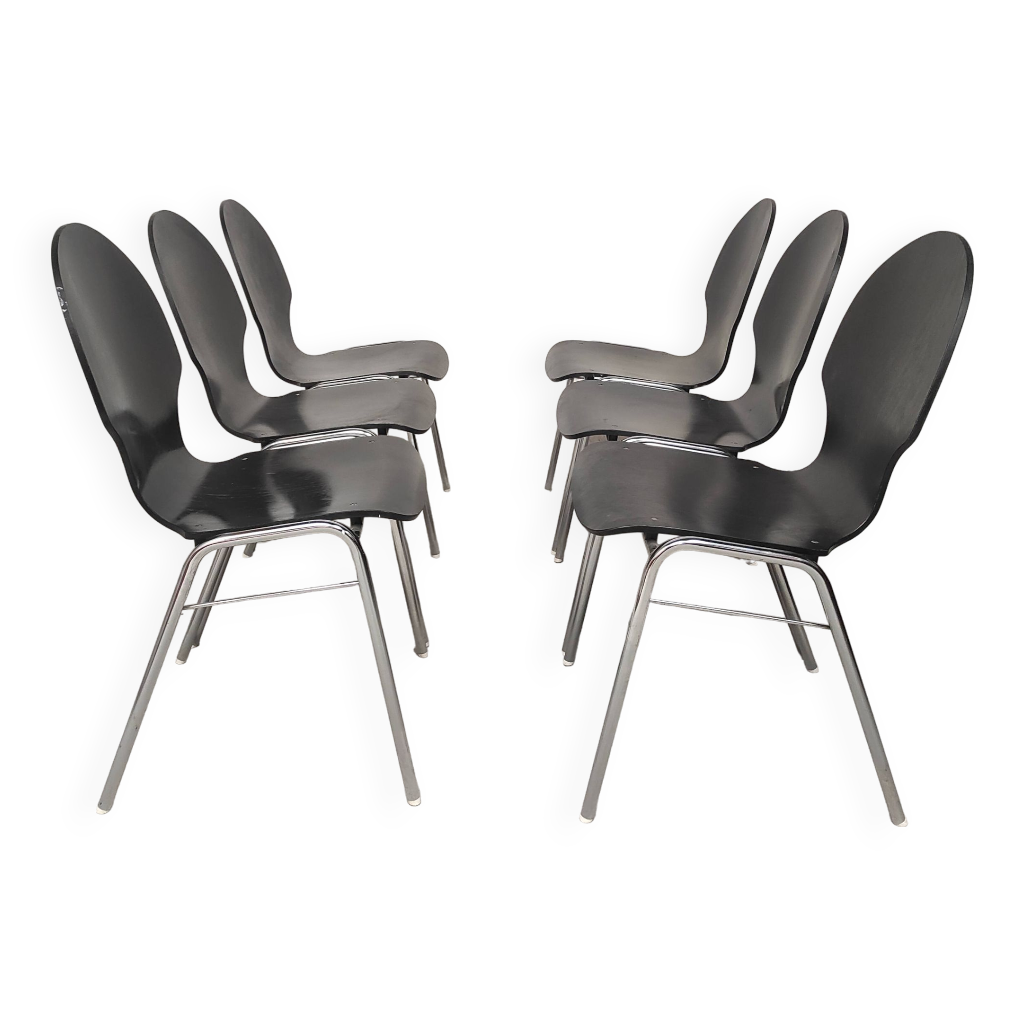 6 chaises plywood et chrome
