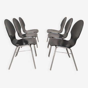 6 plywood and chrome chairs