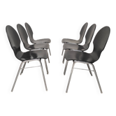 6 plywood and chrome chairs